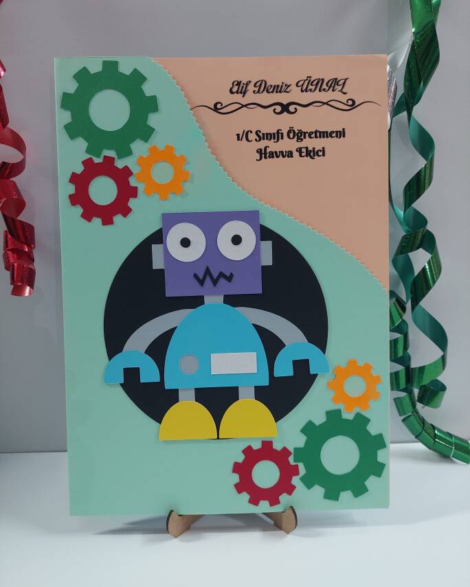 25x35 cm Robot Temalı Karne Dosyası - 1