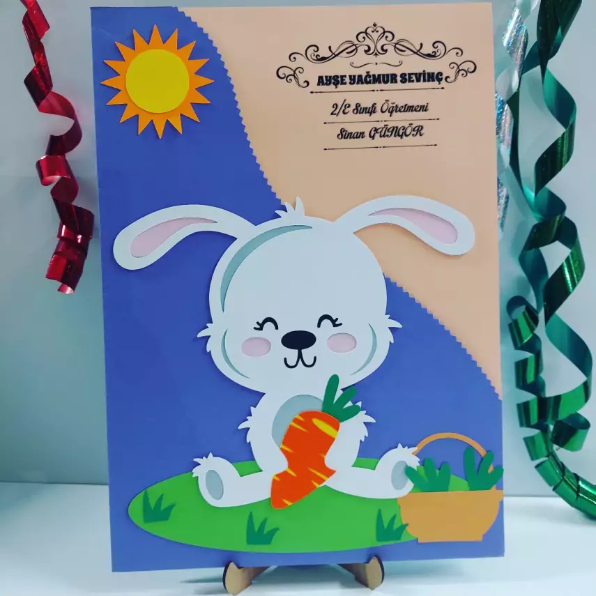 25x35 cm Sevimli Tavşan Temalı Karne Dosyası - 1