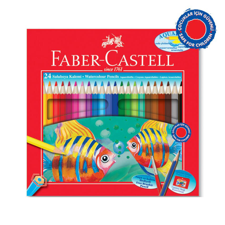Faber Castell Aquarel Kuru Boya Kalemi Karton Kutu 24 Renk - 1