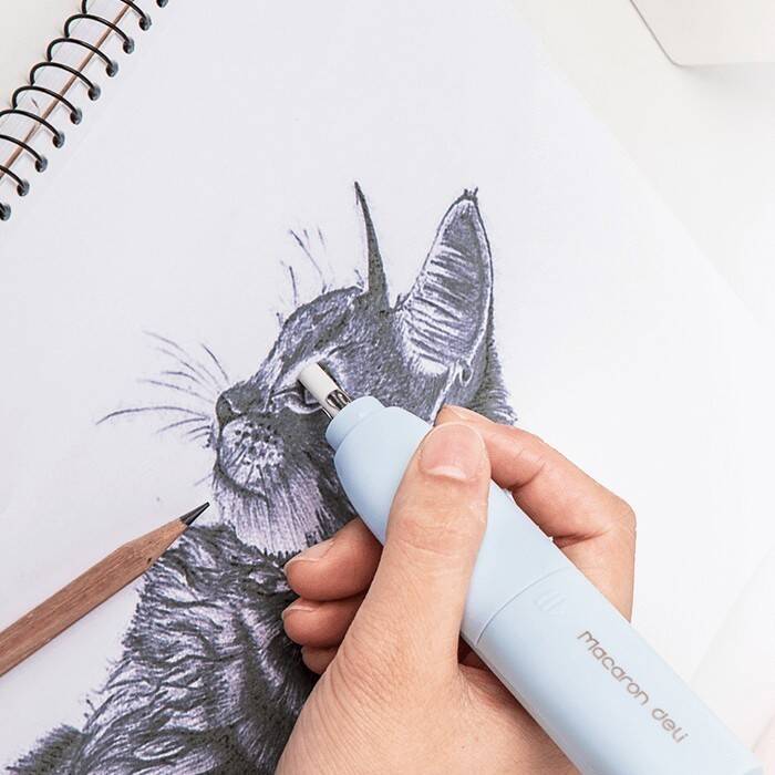 Otomatik Elektrikli Fanlı Kalem Silgisi Seti - 10 Adet Değiştirilebilir Yedekler Sanatsal Çizimler İçin - 2