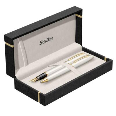 Scrikss 35 Dolma&Tükenmez Kalem Seti Beyaz Altın - 1